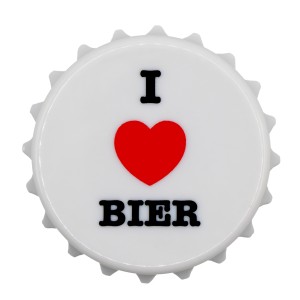 Flaschenöffner magnetisch XL Kronkorken mit Spruch (I love Bier)