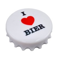 Flaschenöffner magnetisch XL Kronkorken mit Spruch (I love Bier)